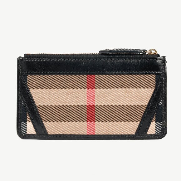 Burberry Nova Check Canvas Black-Leather-Trim Wallet - Picture 4 of 9